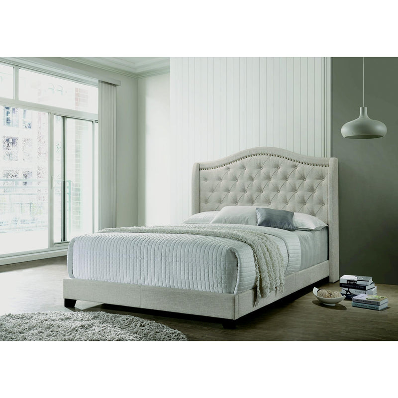  Coaster Furniture Sonoma 310073KE Upholstered Eastern King Wingback Bed - Beige IMAGE 4