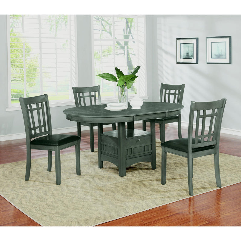  Coaster Furniture Lavon 108211 Oval 60-inch Extension Leaf Dining Table - Medium Grey IMAGE 6