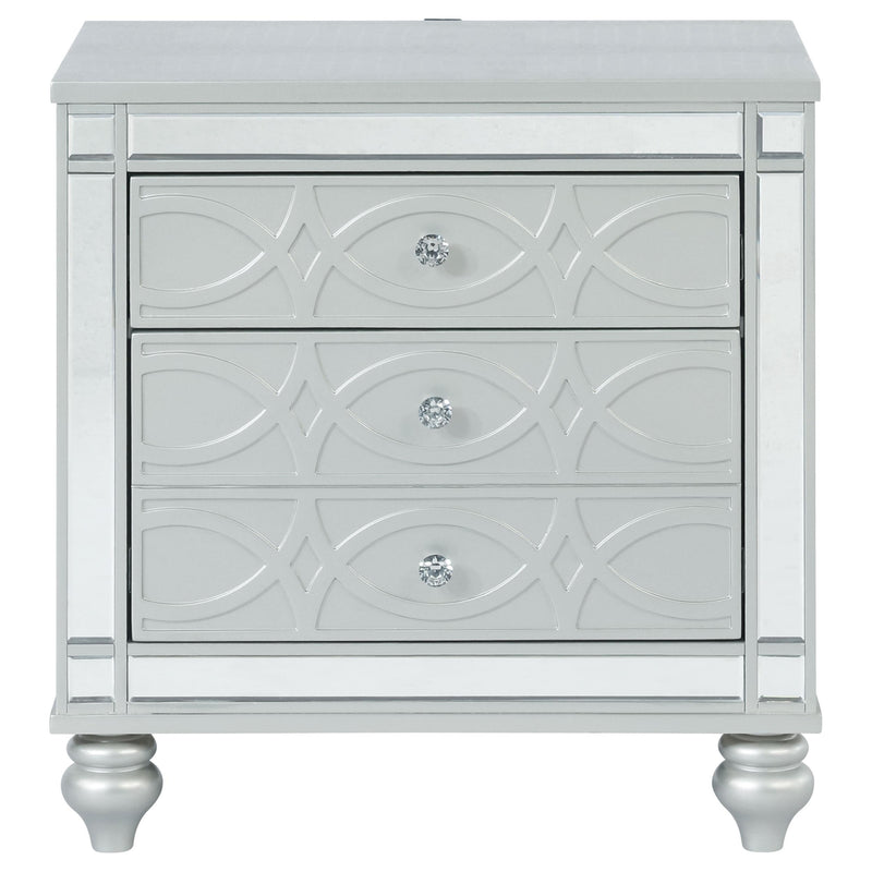  Coaster Furniture Gunnison 223212 2-Drawer Nightstand - Silver Metallic IMAGE 2