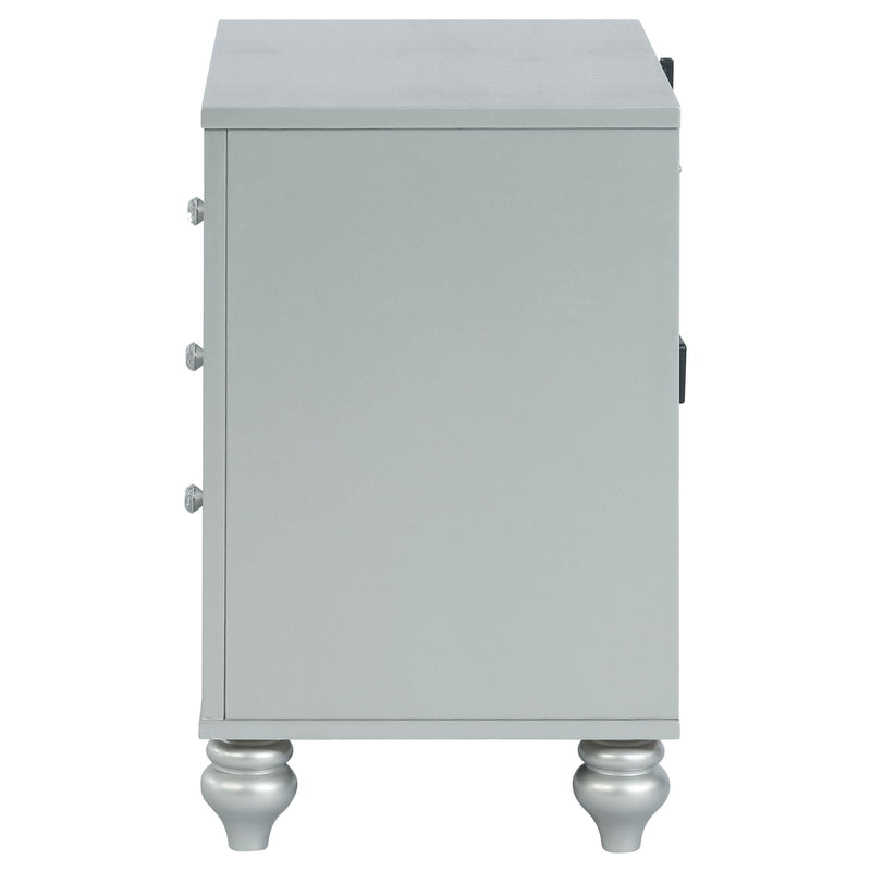  Coaster Furniture Gunnison 223212 2-Drawer Nightstand - Silver Metallic IMAGE 4