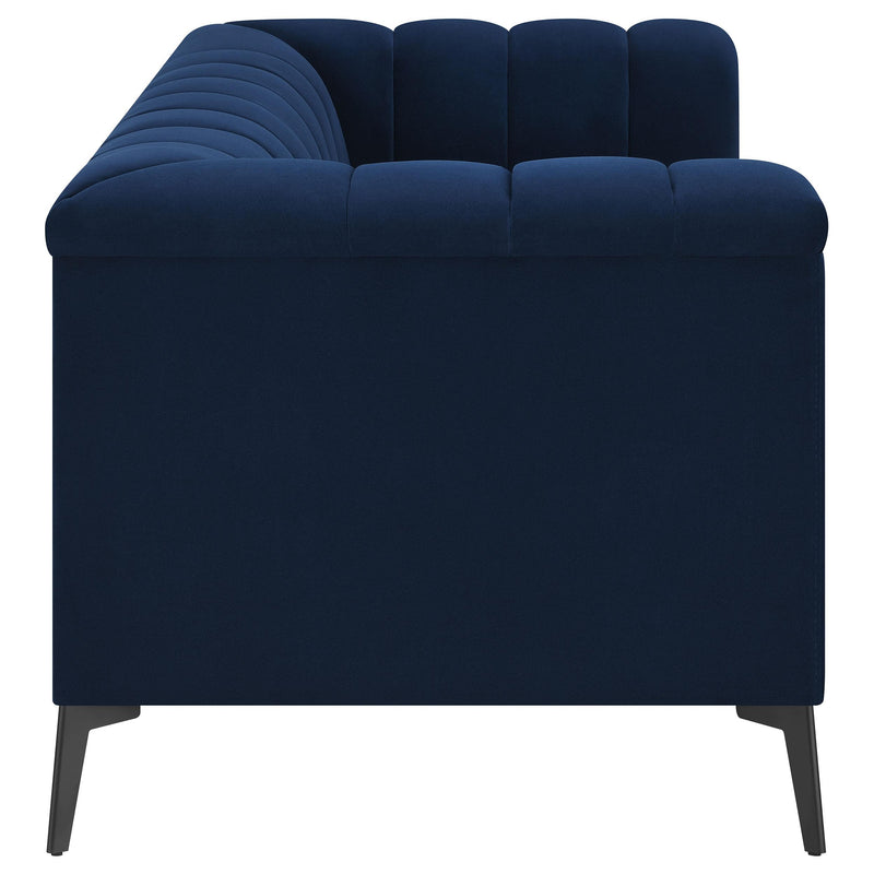  Coaster Furniture Chalet 509212 Upholstered Tuxedo Arm Tufted Loveseat - Blue IMAGE 7