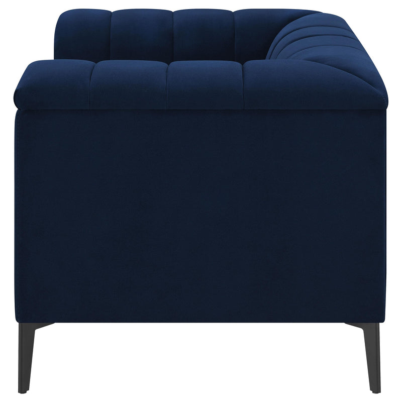  Coaster Furniture Chalet 509213 Upholstered Tuxedo Arm Tufted Chair - Blue IMAGE 4