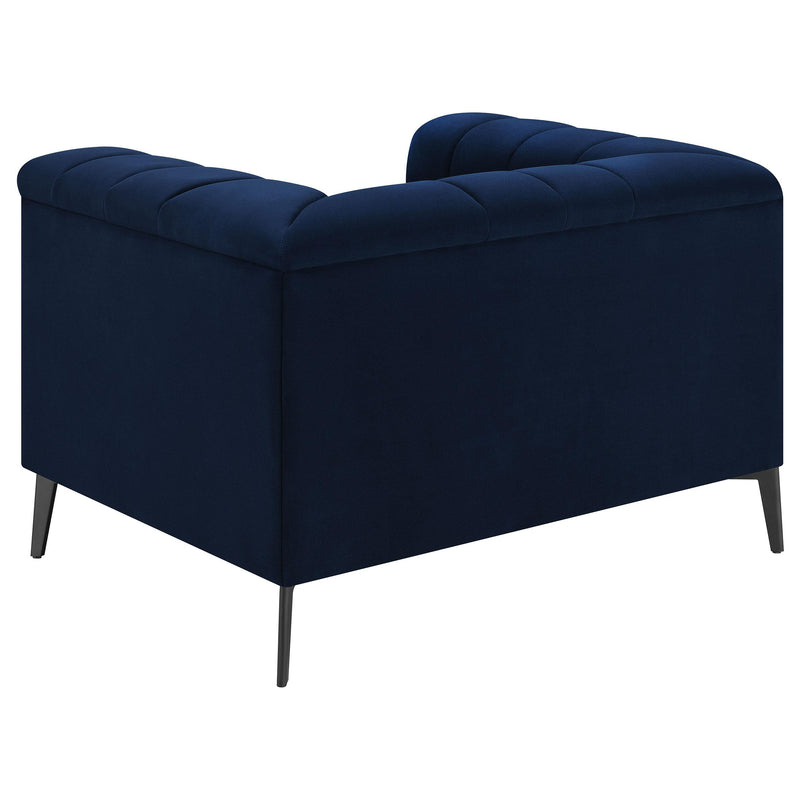  Coaster Furniture Chalet 509213 Upholstered Tuxedo Arm Tufted Chair - Blue IMAGE 5