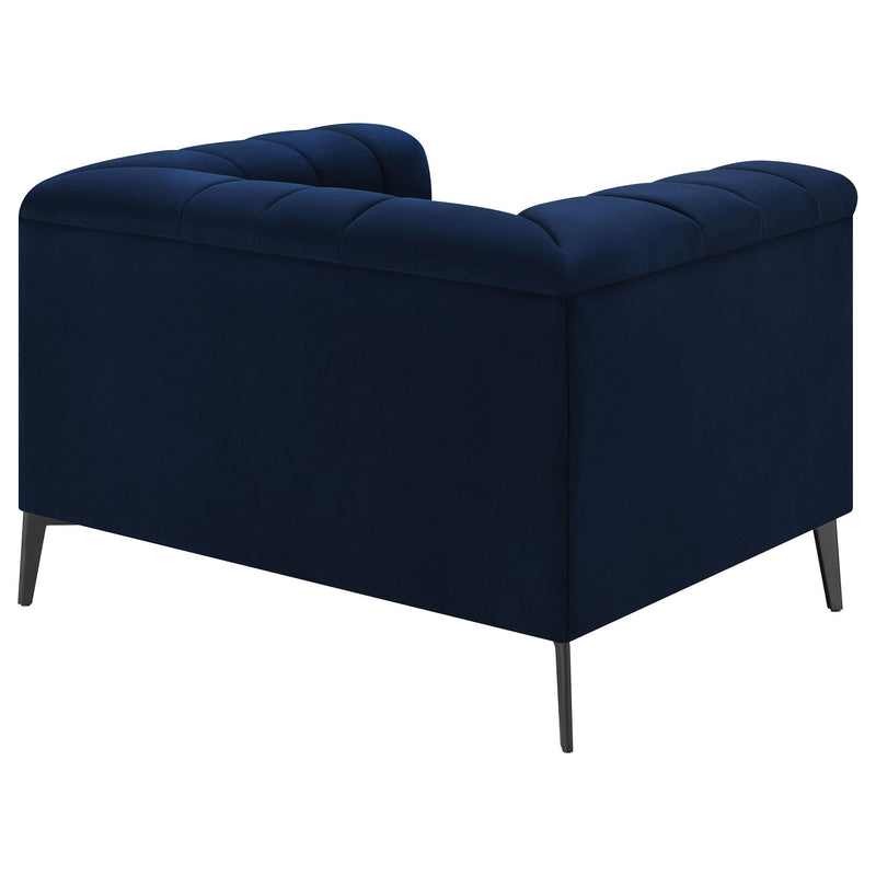  Coaster Furniture Chalet 509213 Upholstered Tuxedo Arm Tufted Chair - Blue IMAGE 6