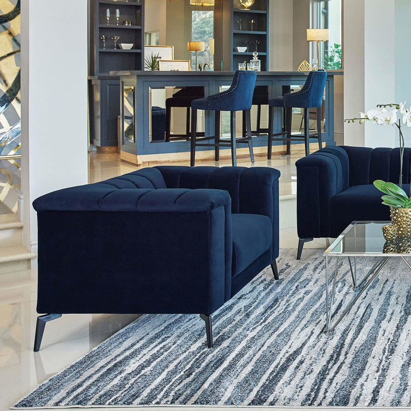  Coaster Furniture Chalet 509213 Upholstered Tuxedo Arm Tufted Chair - Blue IMAGE 8