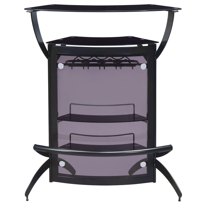  Coaster Furniture Dallas 182135 2-shelf Curved Freestanding Home Bar Cabinet - Black IMAGE 2