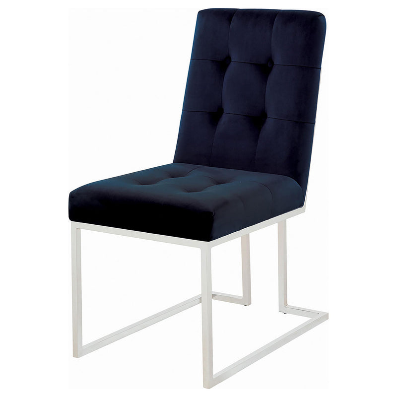  Coaster Furniture Cisco 192494 Velvet Upholstered Dining Side Chair - Chrome IMAGE 2