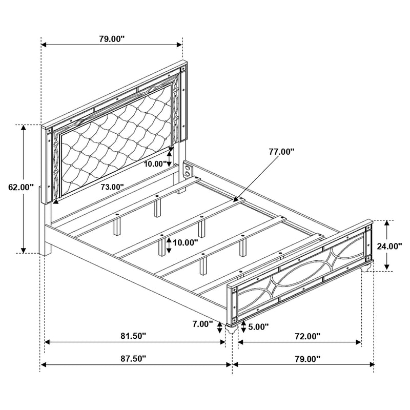  Coaster Furniture Gunnison 223211KE Wood Eastern King LED Panel Bed - Silver Metallic IMAGE 5