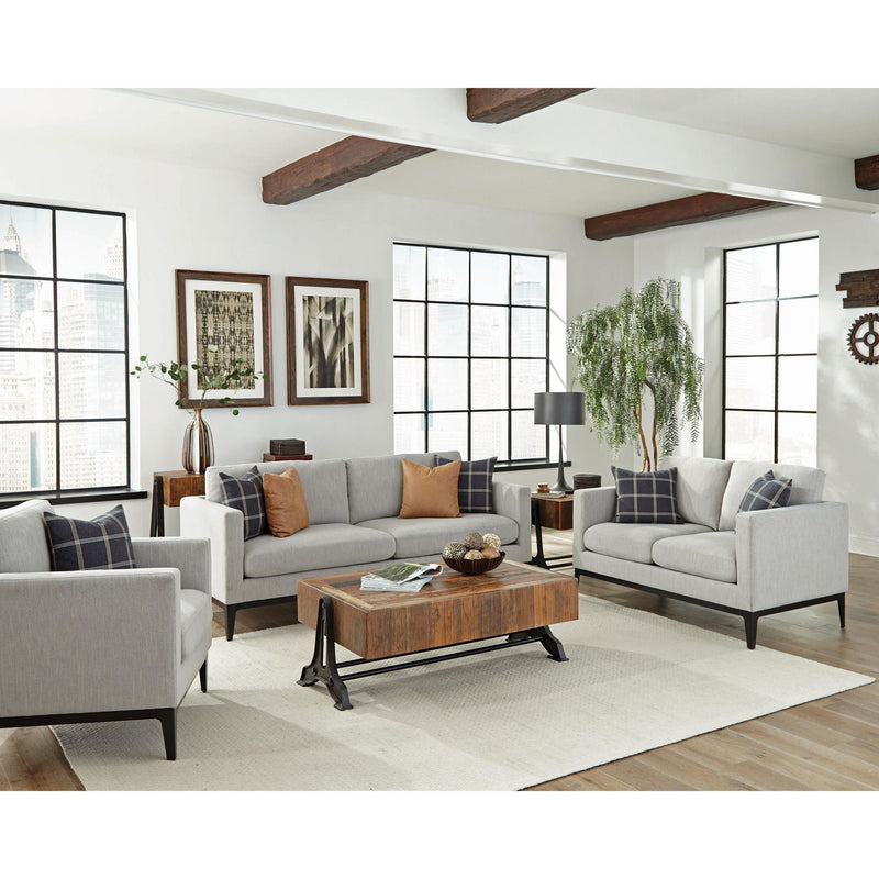  Coaster Furniture Apperson 508682 Upholstered Track Arm Loveseat - Light Grey IMAGE 10