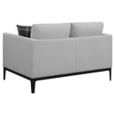  Coaster Furniture Apperson 508682 Upholstered Track Arm Loveseat - Light Grey IMAGE 5