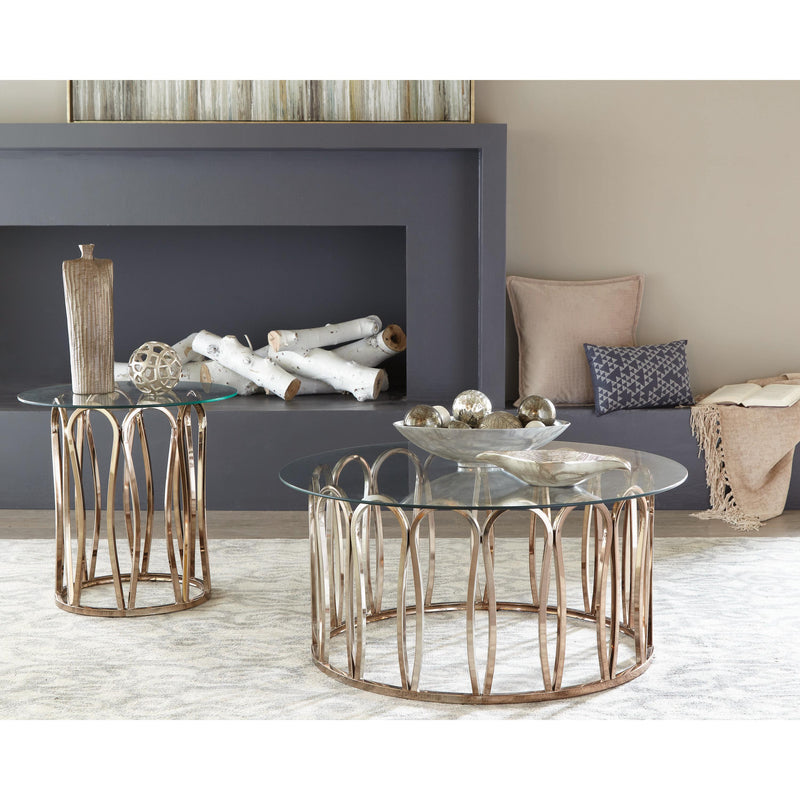  Coaster Furniture Monett 708058 Round Glass Top Coffee Table - Chocolate Chrome IMAGE 3