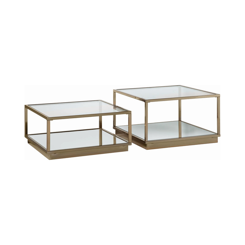  Coaster Furniture Renee 722660 2-piece Square Coffee Table Set - Rose Brass IMAGE 1