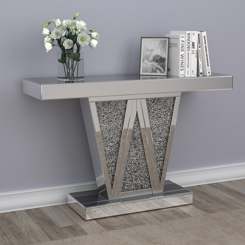  Coaster Furniture Crocus 951786 Rectangular Mirrored Entryway Console Table - Silver IMAGE 7