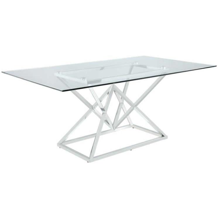 Coaster Furniture Beaufort 109451 Rectangular 71-inch Glass Top Dining Table - Chrome IMAGE 1
