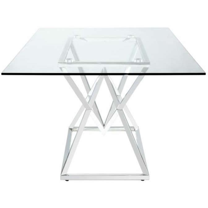  Coaster Furniture Beaufort 109451 Rectangular 71-inch Glass Top Dining Table - Chrome IMAGE 3