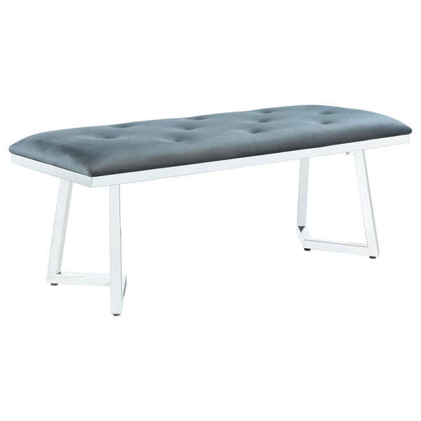  Coaster Furniture Beaufort 109453 Velvet Upholstered Dining Bench - Steel Grey IMAGE 1