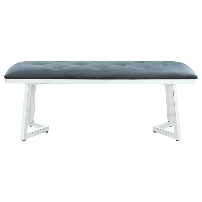  Coaster Furniture Beaufort 109453 Velvet Upholstered Dining Bench - Steel Grey IMAGE 2