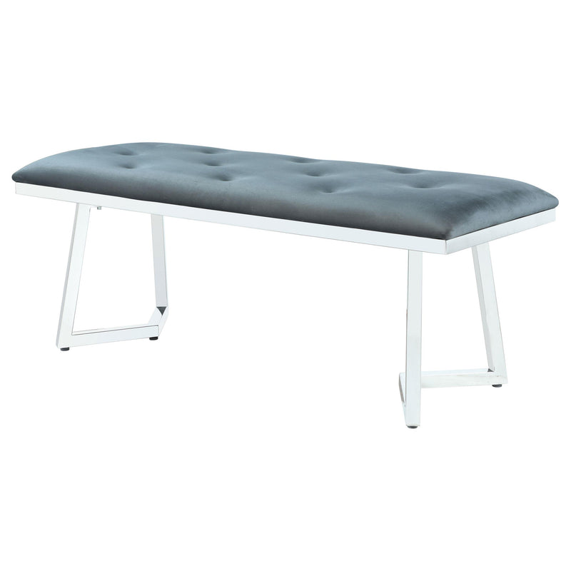  Coaster Furniture Beaufort 109453 Velvet Upholstered Dining Bench - Steel Grey IMAGE 3