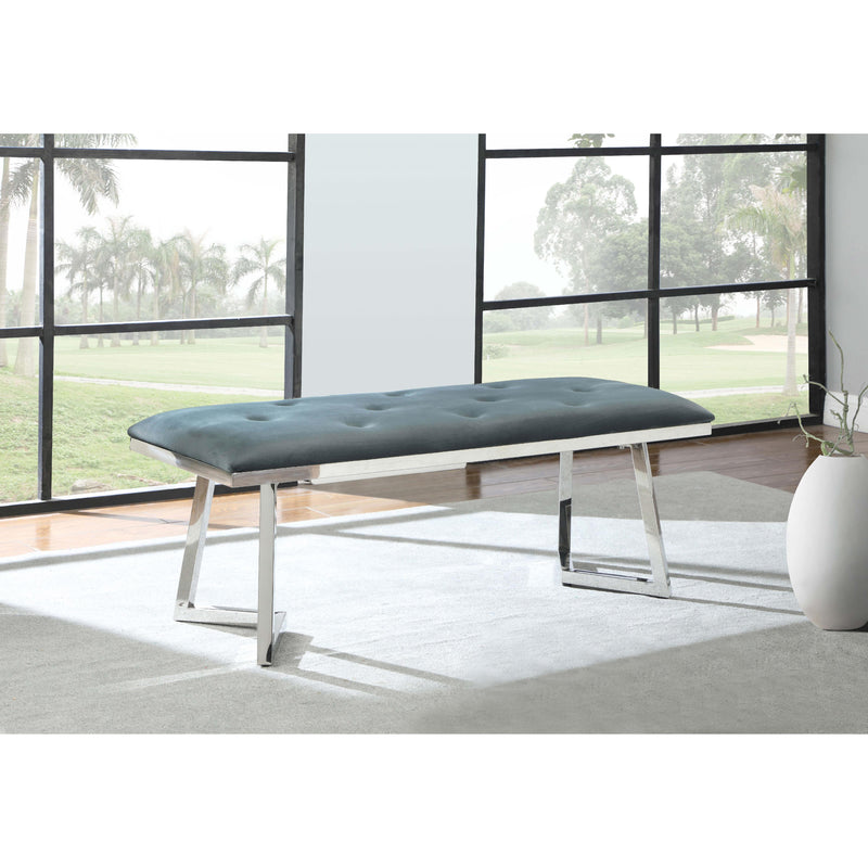  Coaster Furniture Beaufort 109453 Velvet Upholstered Dining Bench - Steel Grey IMAGE 5