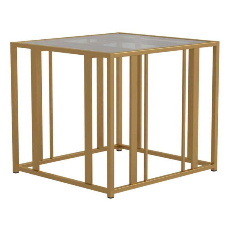  Coaster Furniture Adri 723607 Rectangular Glass Top Side End Table - Matte Brass IMAGE 2