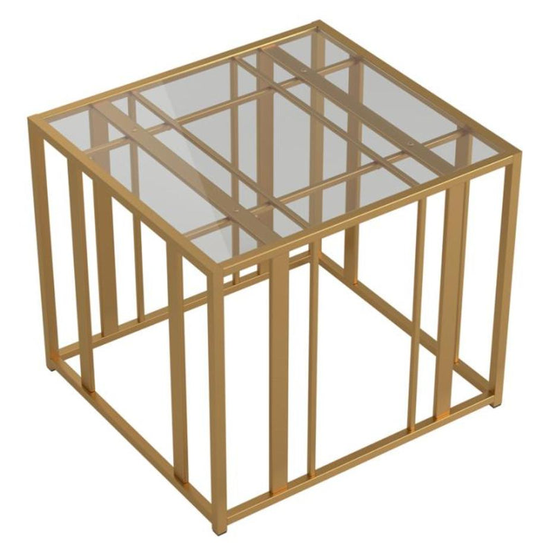  Coaster Furniture Adri 723607 Rectangular Glass Top Side End Table - Matte Brass IMAGE 5