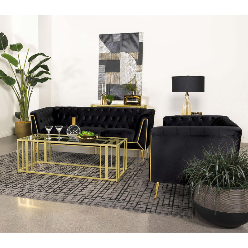  Coaster Furniture Adri 723608 Rectangular Glass Top Coffee Table - Matte Brass IMAGE 9