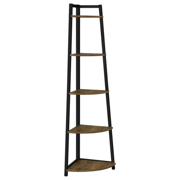  Coaster Furniture Jacksonville 805497 63-inch 5-shelf Bookshelf - Black and Aged Walnut IMAGE 1