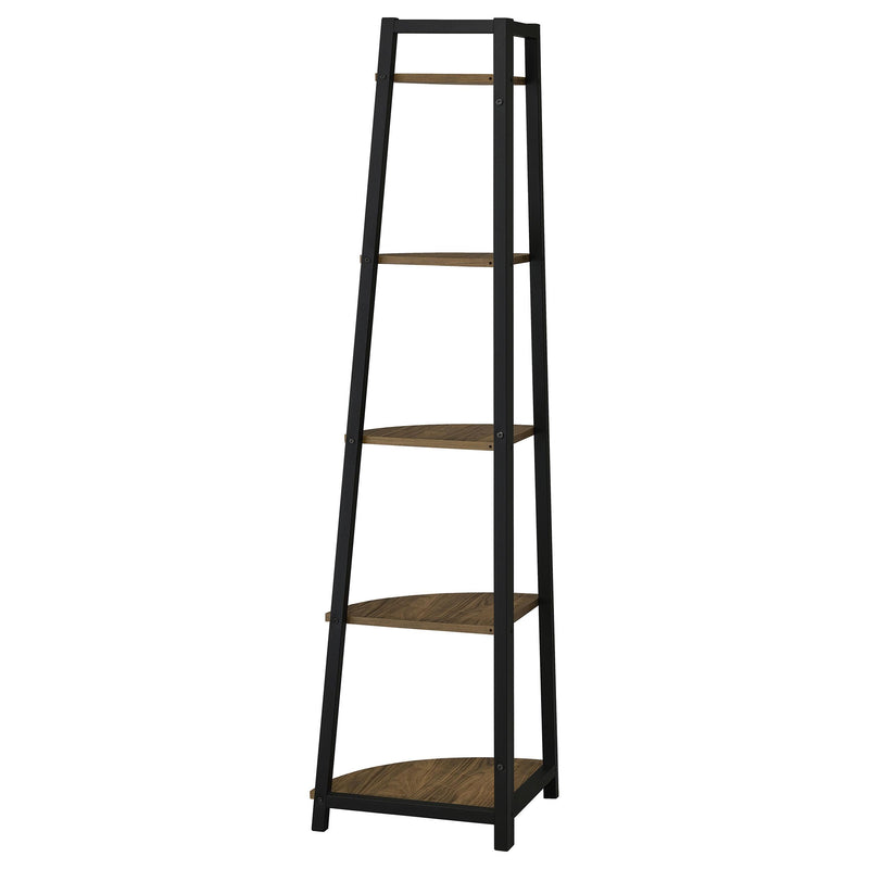  Coaster Furniture Jacksonville 805497 63-inch 5-shelf Bookshelf - Black and Aged Walnut IMAGE 4