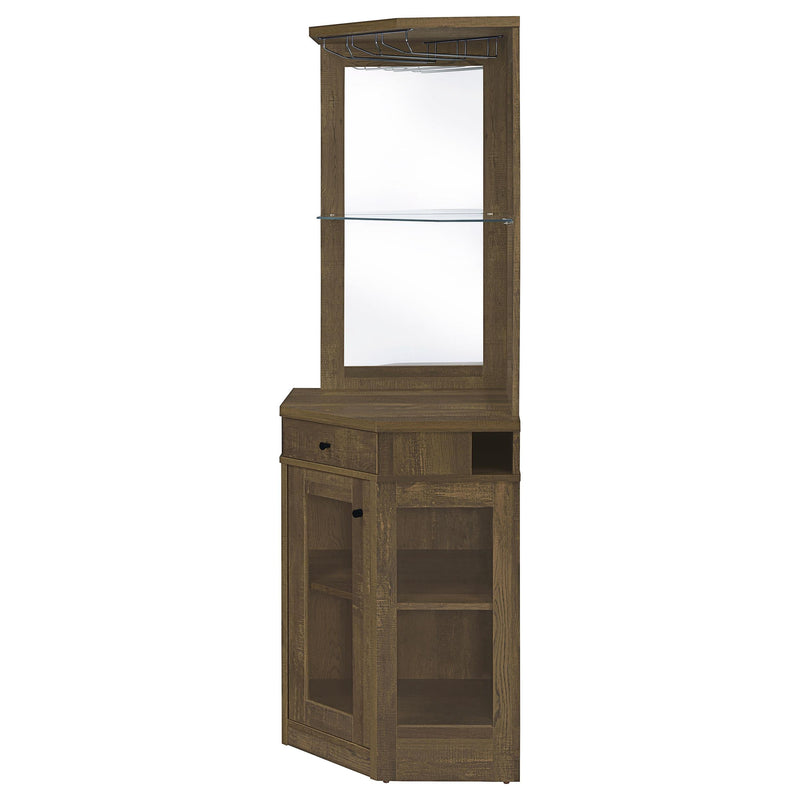  Coaster Furniture Alviso 182303 1-Drawer Corner Home Bar Wine Cabinet - Rustic Oak IMAGE 4