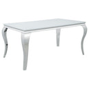  Coaster Furniture Carone 115091 Rectangular 61-inch Glass Top Dining Table - White IMAGE 2