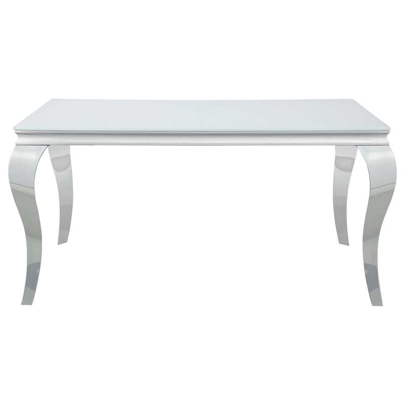  Coaster Furniture Carone 115091 Rectangular 61-inch Glass Top Dining Table - White IMAGE 3