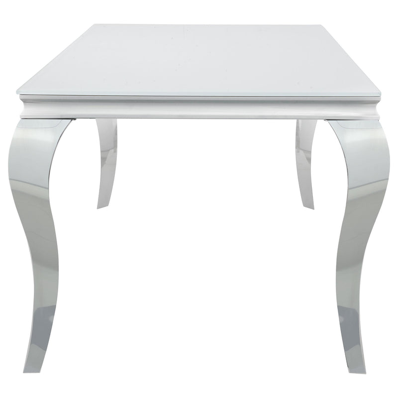  Coaster Furniture Carone 115091 Rectangular 61-inch Glass Top Dining Table - White IMAGE 4