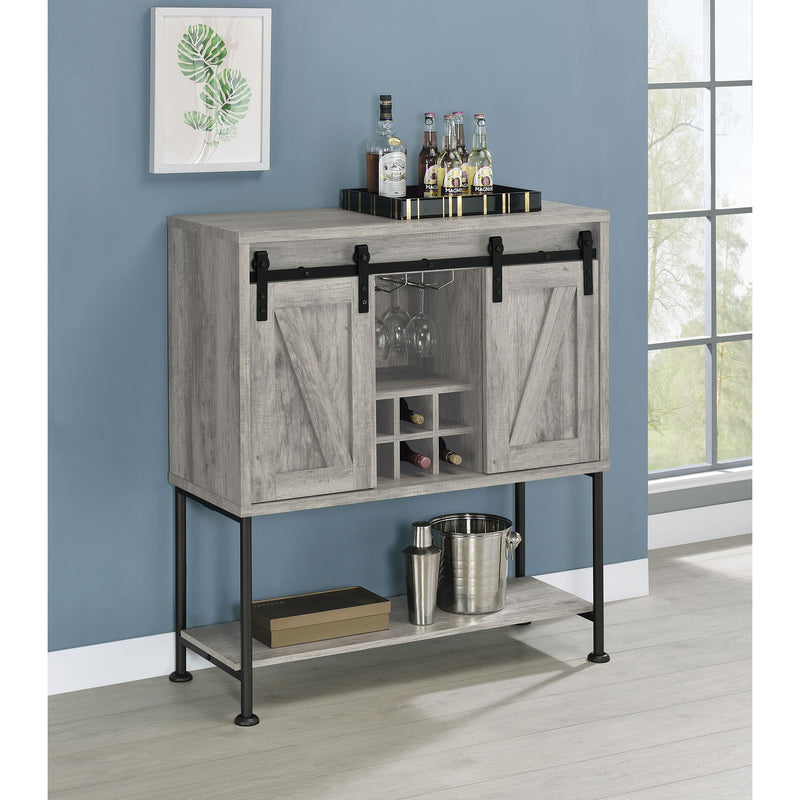  Coaster Furniture Claremont 183038 Sliding Door Home Bar Wine Cabinet - Grey Driftwood IMAGE 10