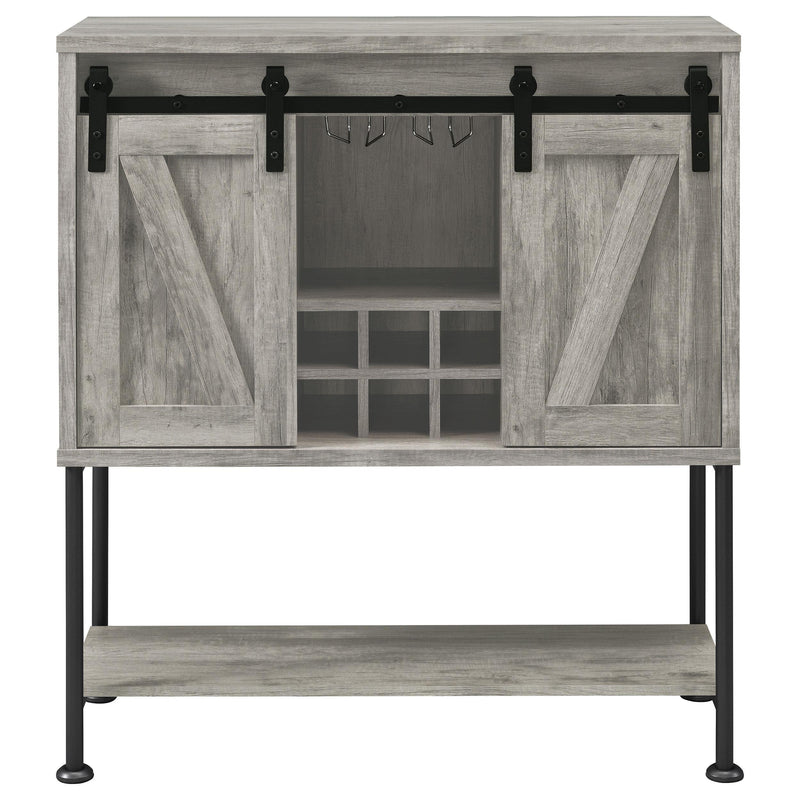  Coaster Furniture Claremont 183038 Sliding Door Home Bar Wine Cabinet - Grey Driftwood IMAGE 2