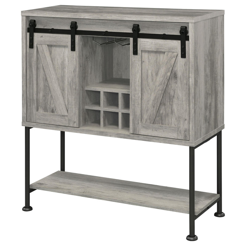  Coaster Furniture Claremont 183038 Sliding Door Home Bar Wine Cabinet - Grey Driftwood IMAGE 4
