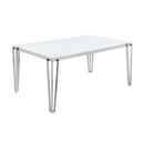  Coaster Furniture Pauline 193001 Rectangular 64-inch Glass Top Dining Table - Chrome IMAGE 1