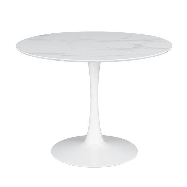  Coaster Furniture Arkell 193051 Round 40-inch Faux Marble Top Dining Table - White IMAGE 1
