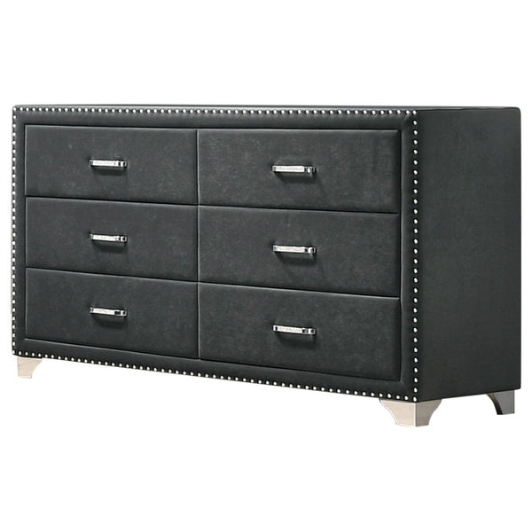  Coaster Furniture Melody 223383 6-Drawer Upholstered Dresser - Grey IMAGE 1