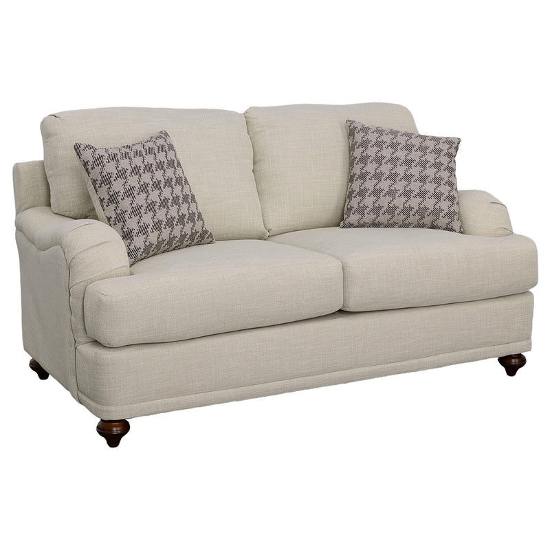  Coaster Furniture Glenn 511095 Upholstered English Arm Loveseat - Light Grey and Grey IMAGE 2