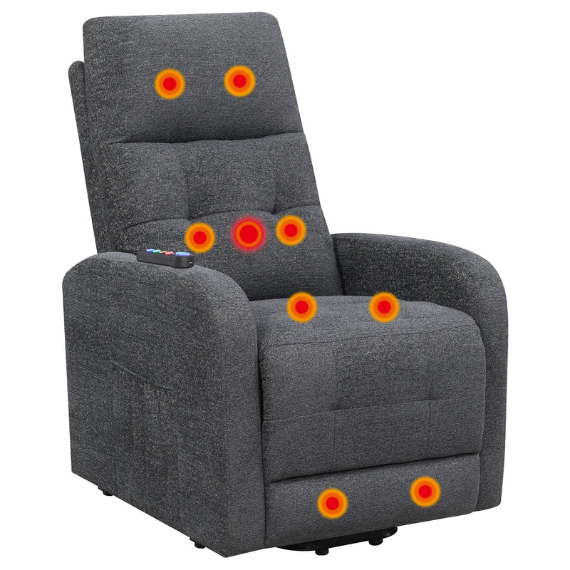  Coaster Furniture Howie 609403P Upholstered Power Lift Massage Chair - Charcoal IMAGE 3