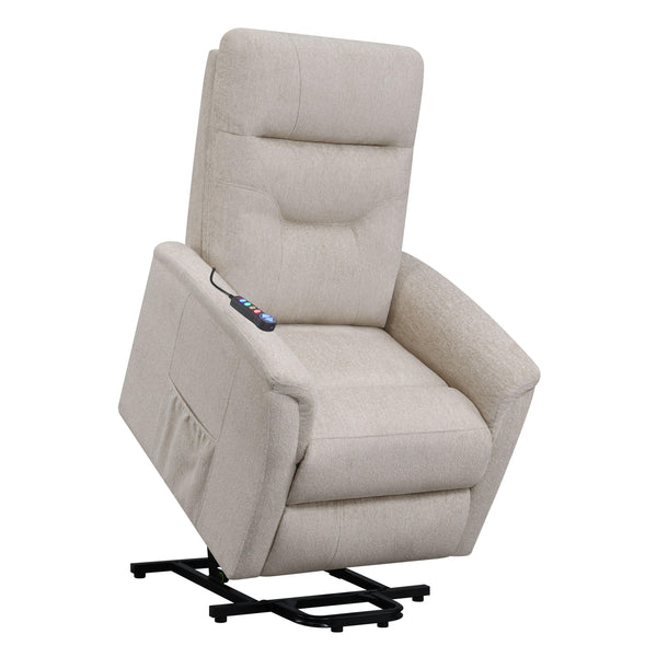  Coaster Furniture Henrietta 609405P Upholstered Power Lift Massage Chair - Beige IMAGE 1