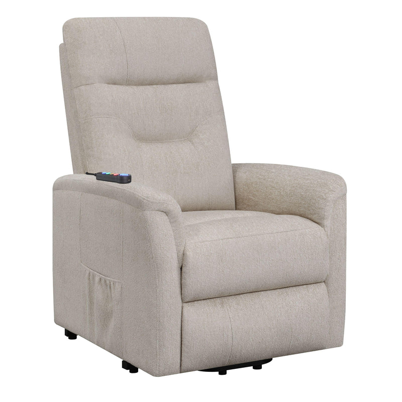  Coaster Furniture Henrietta 609405P Upholstered Power Lift Massage Chair - Beige IMAGE 2