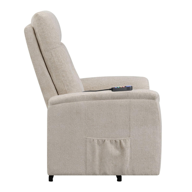  Coaster Furniture Henrietta 609405P Upholstered Power Lift Massage Chair - Beige IMAGE 4