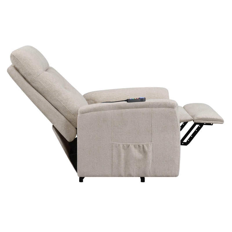  Coaster Furniture Henrietta 609405P Upholstered Power Lift Massage Chair - Beige IMAGE 8
