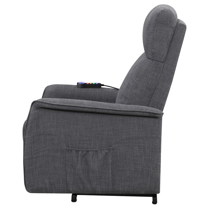  Coaster Furniture Herrera 609406P Upholstered Power Lift Massage Chair - Charcoal IMAGE 6