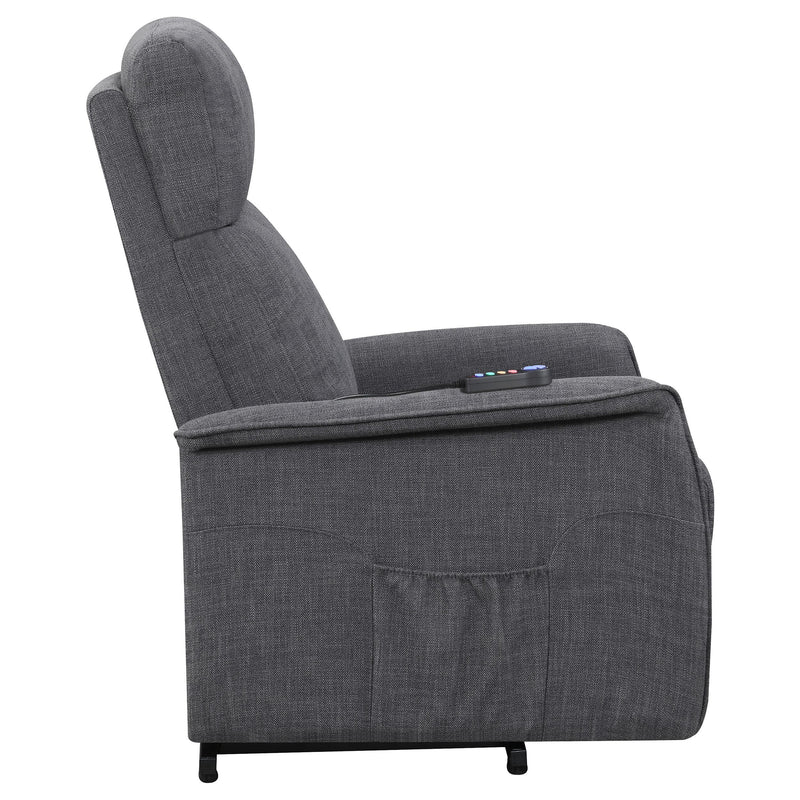  Coaster Furniture Herrera 609406P Upholstered Power Lift Massage Chair - Charcoal IMAGE 9