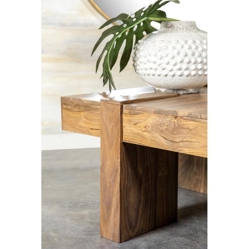  Coaster Furniture Samira 724138 Square Solid Wood Coffee Table - Natural Sheesham IMAGE 13
