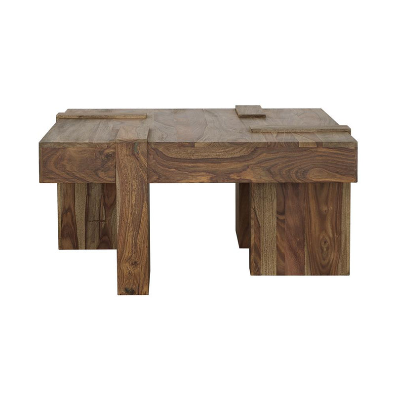  Coaster Furniture Samira 724138 Square Solid Wood Coffee Table - Natural Sheesham IMAGE 2