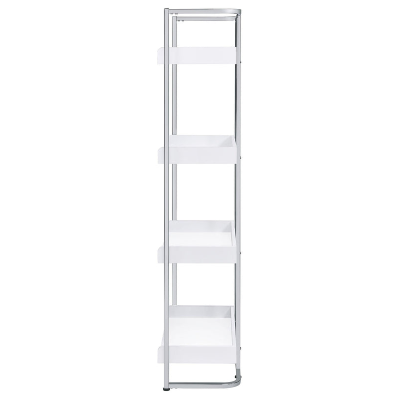  Coaster Furniture Ember 803402 68-inch 4-shelf Bookshelf - White High Gloss and Chrome IMAGE 4