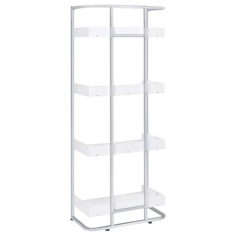  Coaster Furniture Ember 803402 68-inch 4-shelf Bookshelf - White High Gloss and Chrome IMAGE 5